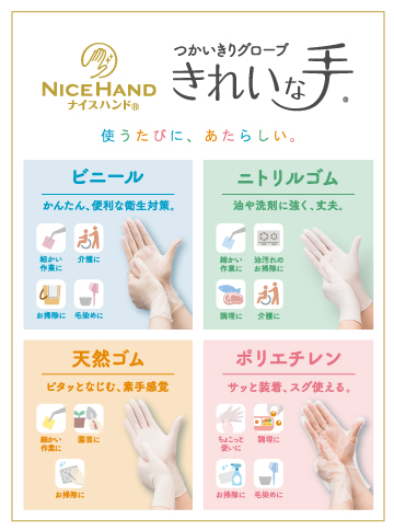 ナイスハンドきれいな手つかいきりグローブ シリーズ発売