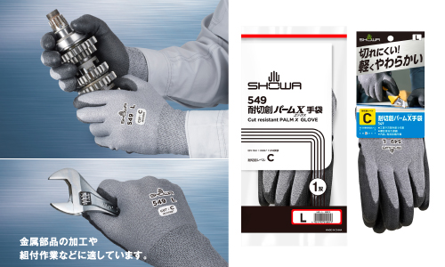 高強度ポリエチレン糸を使用した「No.549 耐切創パームX手袋」新発売