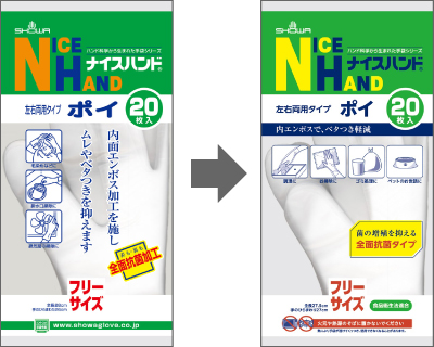 ポリエチレン製使いきり手袋「ナイスハンド ポイ 20枚入」がリニューアルしました