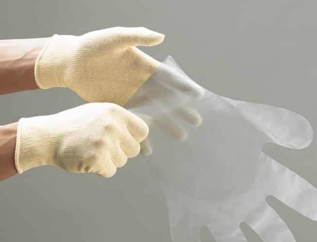使いきり手袋のインナーに